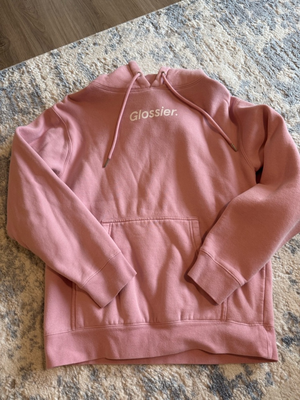 Glossier Pink Logo Pullover Hoodie